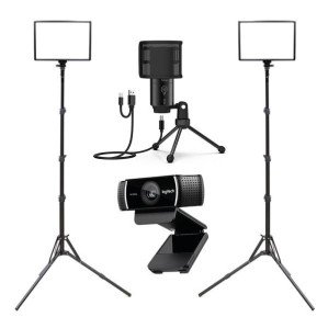 [오토케] PC방송장비 풀세트 레벨5 투스탠드 큐브라이트45 LED 조명 2개/로지텍 C922/FIFINE K433A > 영상가전