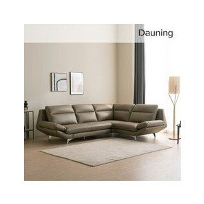 다우닝 스텔라 4인 코너형 전체 천연가죽 소파 (색상:그레이/ 방향:우향)